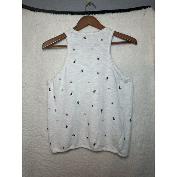 MADEWELL Fresca Sweater Tank Womens Sz S Fruit Embroidered Strawberry Pineapple - Picture 5 of 14